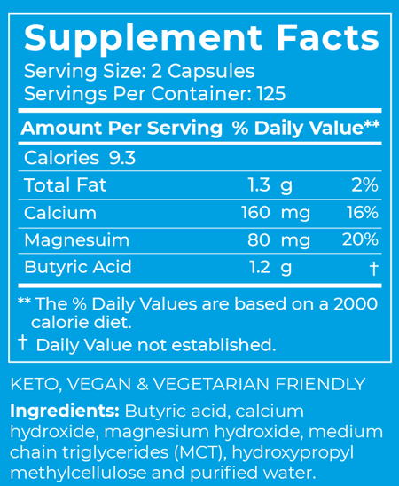 Calcium / Magnesium Butyrate Capsules BodyBio - Nutrigeek