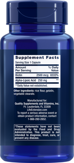 Alpha-Lipoic Acid with Biotin 60 capsules Life Extension - Premium Vitamins & Supplements from Life Extension - Just $28.99! Shop now at Nutrigeek