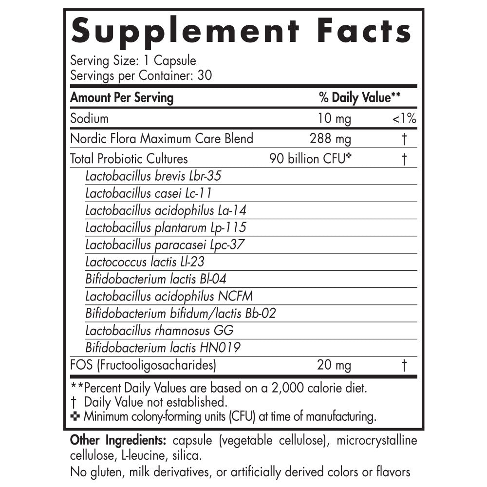 Nordic Flora Probiotic Maximum Care 30 Capsules Nordic Naturals - Nutrigeek