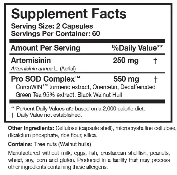 Artemisinin SOD™ 120 capsules Researched Nutritionals - Nutrigeek