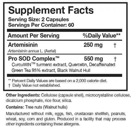 Artemisinin SOD™ 120 capsules Researched Nutritionals - Nutrigeek