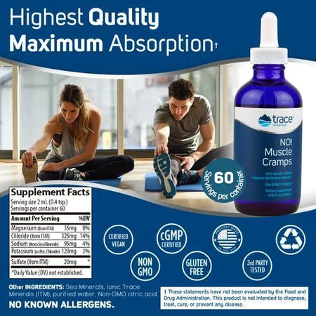NO! Muscle Cramps 4 Ounces (120ml) Trace Minerals Research - Premium Vitamins & Supplements from Trace Minerals Research - Just $21.19! Shop now at Nutrigeek