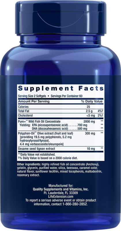 Super Omega-3 EPA/DHA Fish Oil, Sesame Lignans & Olive Extract Softgels Life Extension - Premium Vitamins & Supplements from Life Extension - Just $16.99! Shop now at Nutrigeek