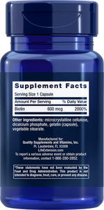 Biotin 600mcg 100 capsules Life Extension - Premium Vitamins & Supplements from Life Extension - Just $6.99! Shop now at Nutrigeek
