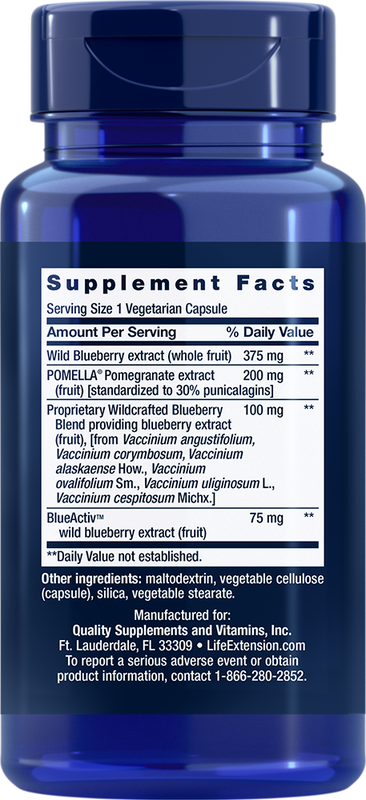 Blueberry Extract and Pomegranate 60 capsules Life Extension - Premium Vitamins & Supplements from Life Extension - Just $22.99! Shop now at Nutrigeek