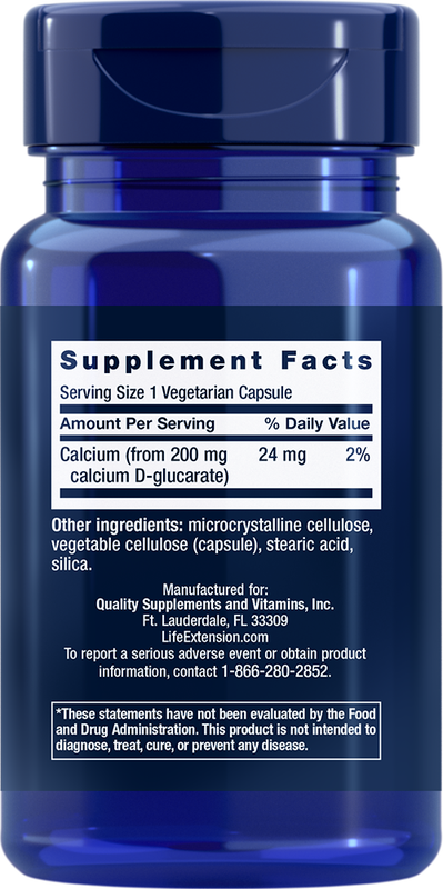 Calcium D Glucarate 200mg 60 capsules Life Extension - Premium Vitamins & Supplements from Life Extension - Just $15.99! Shop now at Nutrigeek