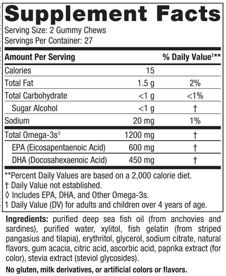 ProOmega® Tropical Fruit 54 Gummy Chews Nordic Naturals - Nutrigeek