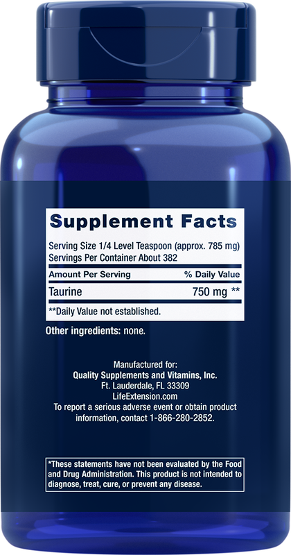 Taurine Powder 300 Grams Life Extension - Premium Vitamins & Supplements from Life Extension - Just $15.99! Shop now at Nutrigeek