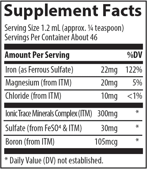 Liquid Ionic Iron 22mg 2 ounces (59ml) Trace Minerals Research - Premium Vitamins & Supplements from Trace Minerals Research - Just $17.99! Shop now at Nutrigeek