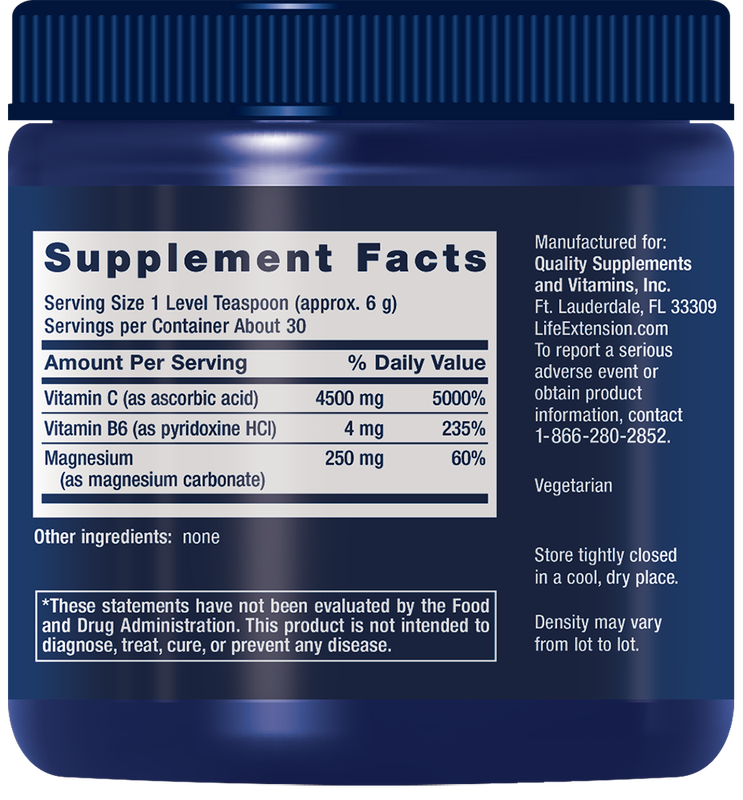 Effervescent Vitamin C Magnesium Crystals 180 Grams Life Extension - Premium Vitamins & Supplements from Life Extension - Just $15.99! Shop now at Nutrigeek