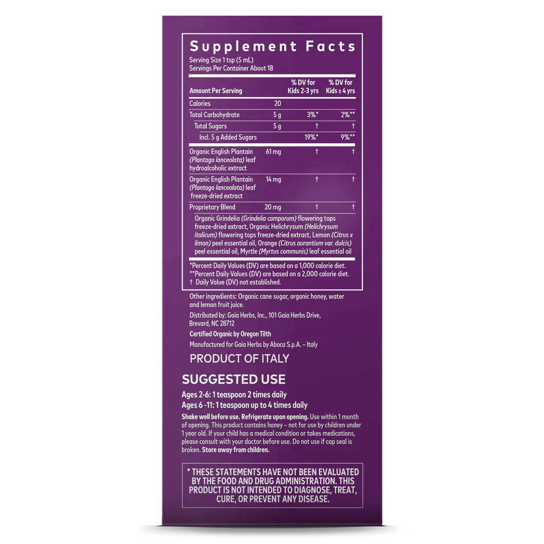 Bronchial Wellness for Kids 3 Ounces (89ml) Gaia Herbs - Premium Vitamins & Supplements from Gaia Herbs - Just $21.99! Shop now at Nutrigeek