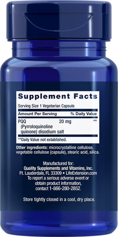 PQQ 20mg 30 capsules Life Extension - Premium Vitamins & Supplements from Life Extension - Just $24.99! Shop now at Nutrigeek