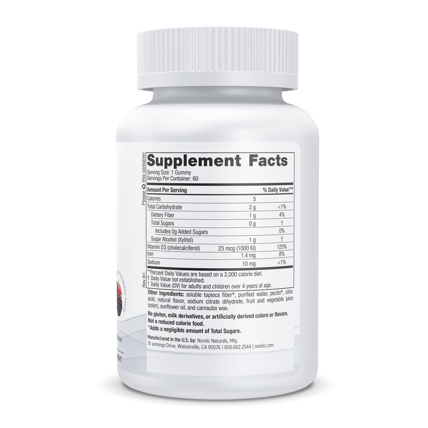 Zero Sugar Vitamin D3 1000IU 60 Gummies Nordic Naturals - Nutrigeek