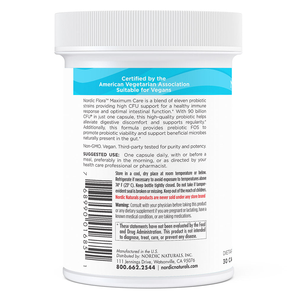Nordic Flora Probiotic Maximum Care 30 Capsules Nordic Naturals - Nutrigeek