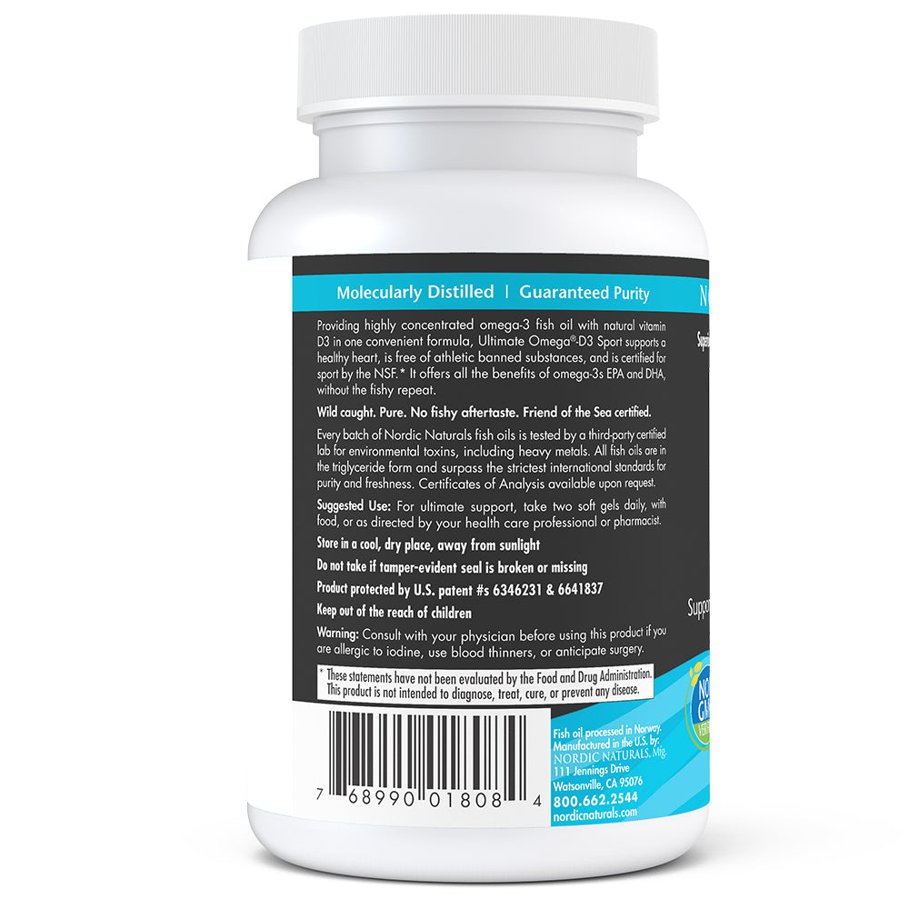 Ultimate Omega-D3 Sport 60 Softgels Nordic Naturals - Nutrigeek