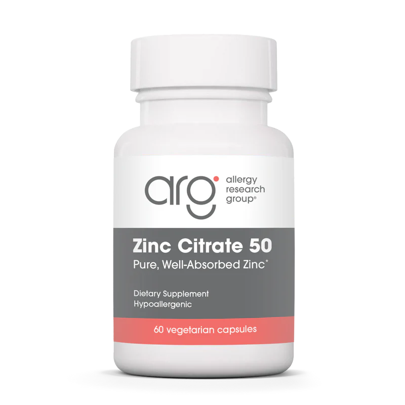 Zinc Citrate 50 Mg 60 Vegetarian Caps Allergy Research Group