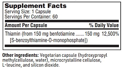 Benfotiamine 60 capsules Klaire Labs - Premium Vitamins & Supplements from Klair Labs - Just $24.99! Shop now at Nutrigeek