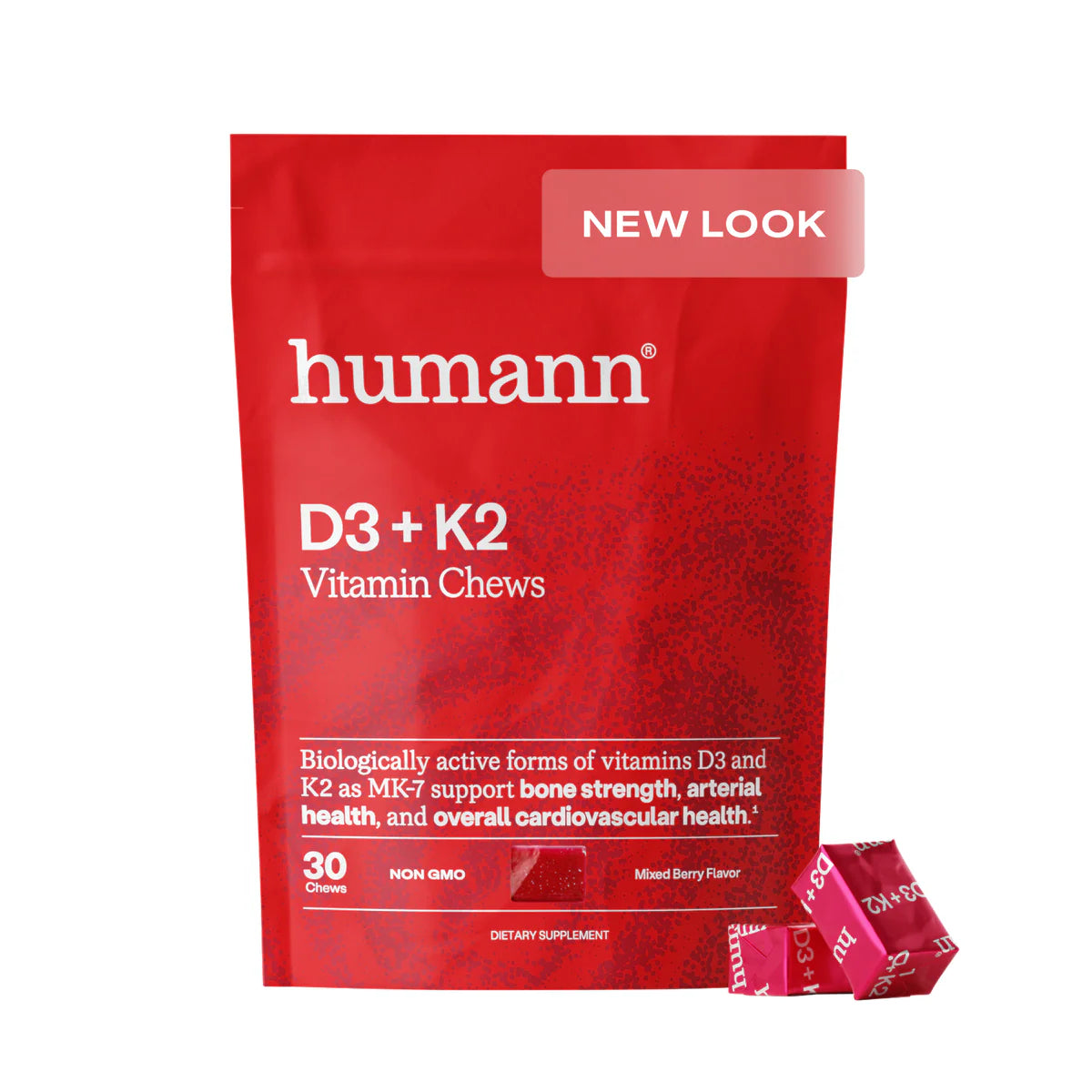 D3 + K2 Vitamin Chews Mixed Berry 30 Chews HumanN