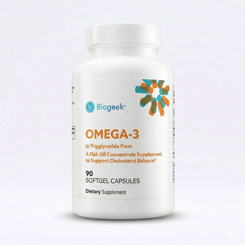 Omega-3 In Tryiglyceride Form A Fish Oil Concentrate 1000 mg 90 Capsules Biogeek