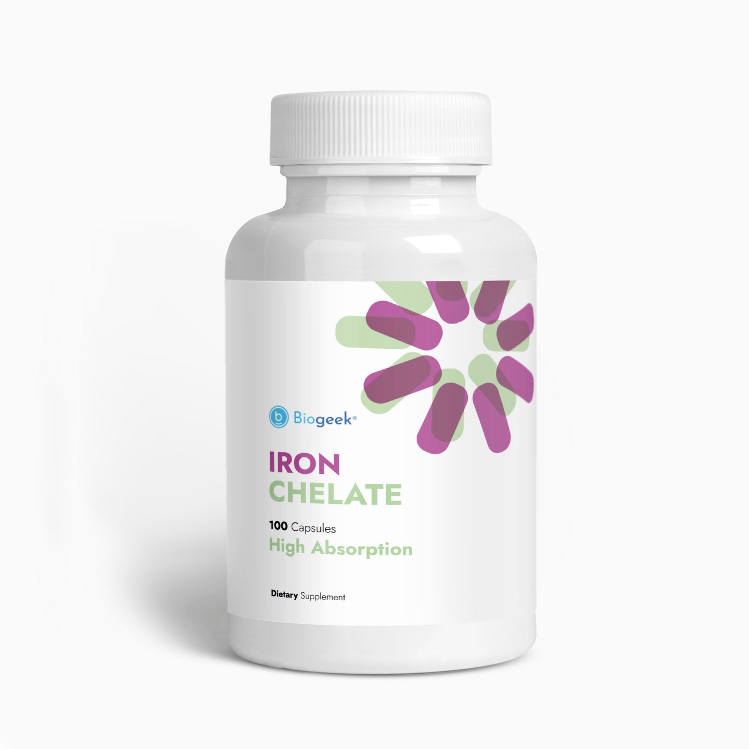 Iron Chelate 30 mg 100 capsules Biogeek