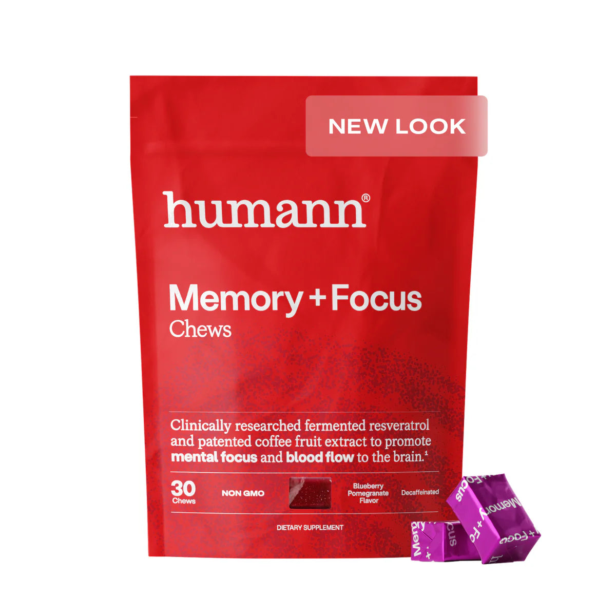 Memory + Focus Chews Blueberry Pomegranate 30 Chews HumanN