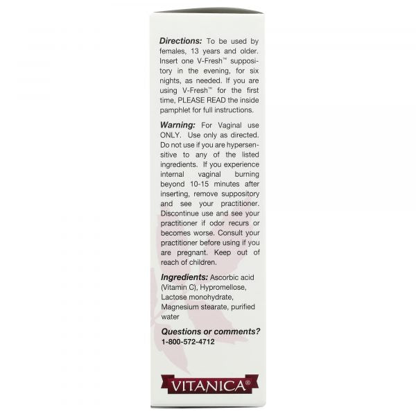 V-Fresh® 6 suppository tablets Vitanica - Nutrigeek