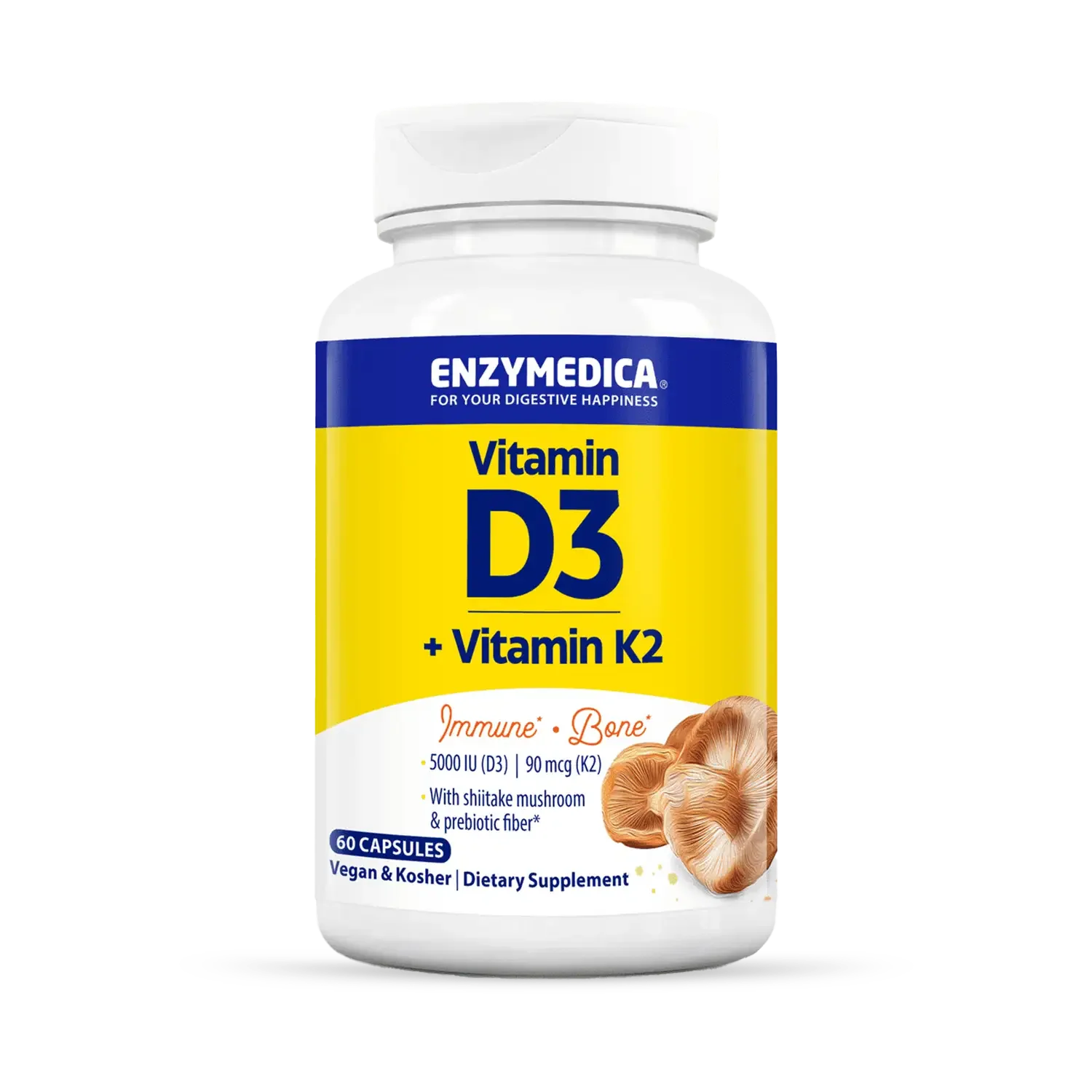 Vitamin D3 + K2 60 capsules Enzymedica