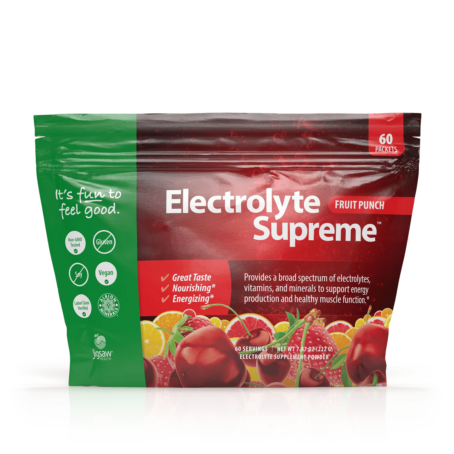 Electrolyte Supreme Fruit Punch 60 Packets x 0.13 oz (3.7 g) Jigsaw Health