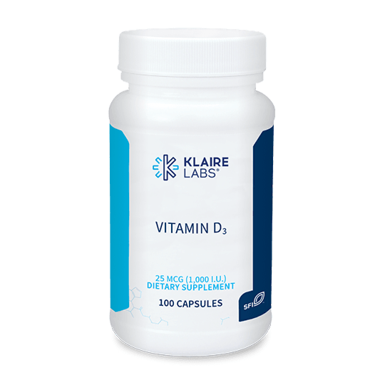 Vitamin D3 1000IU 100 capsules Klaire Labs - Premium Vitamins & Supplements from Klair Labs - Just $11.99! Shop now at Nutrigeek