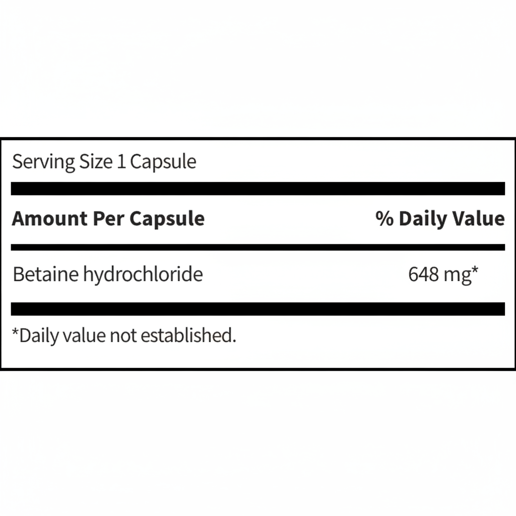 Betaine HCI 100 capsules Klaire Labs - Premium Vitamins & Supplements from Klair Labs - Just $19.99! Shop now at Nutrigeek