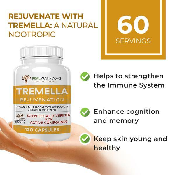 Tremella Rejuvination Extract Capsules 500 mg 120 capsules Real Mushrooms - Premium  from Real Mushrooms - Just $34.95! Shop now at Nutrigeek