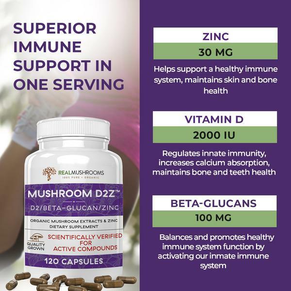 Mushroom D2Z 500 mg  120 capsules Real Mushrooms - Premium  from Real Mushrooms - Just $34.95! Shop now at Nutrigeek
