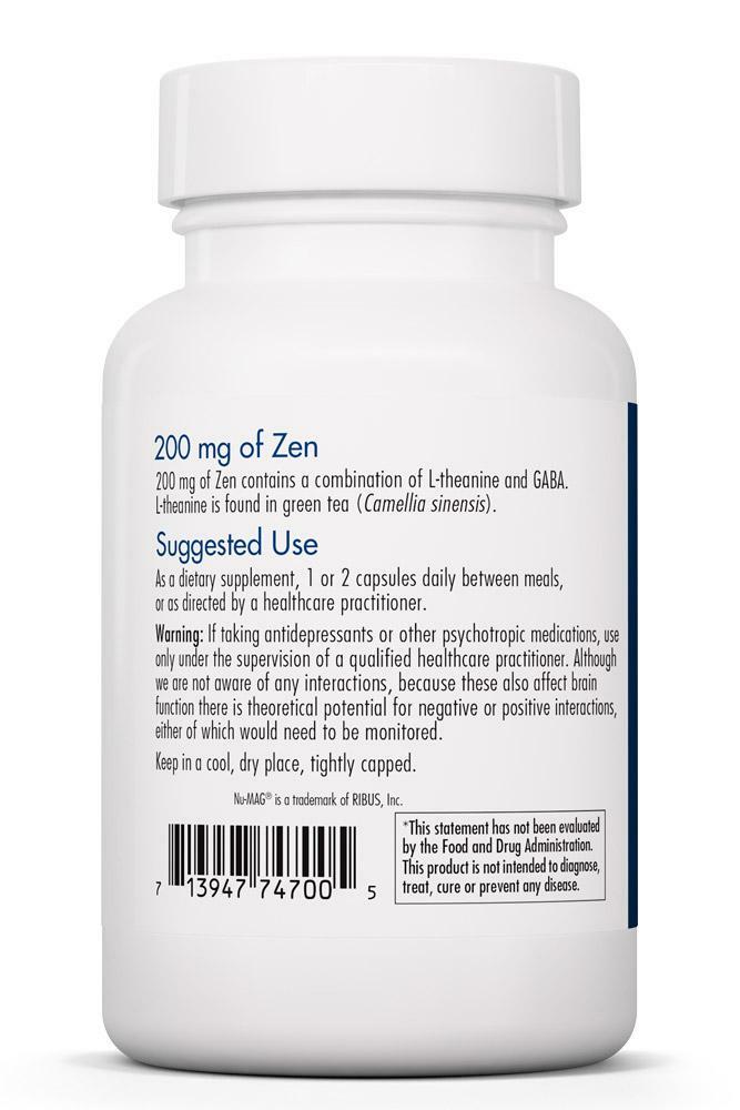 200 mg Zen 60 capsules Allergy Research Group - Premium  from Allergy Research Group - Just $44.99! Shop now at Nutrigeek