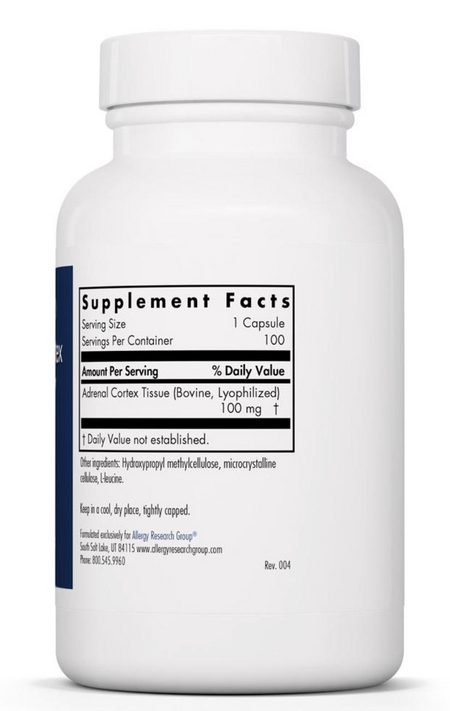 Adrenal Cortex 100 mg 100 capsules Allergy Research Group - Premium Vitamins & Supplements from Allergy Research Group - Just $50.99! Shop now at Nutrigeek