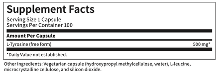 L-Tyrosine 100 capsules Klaire Labs - Premium Vitamins & Supplements from Klair Labs - Just $26.99! Shop now at Nutrigeek