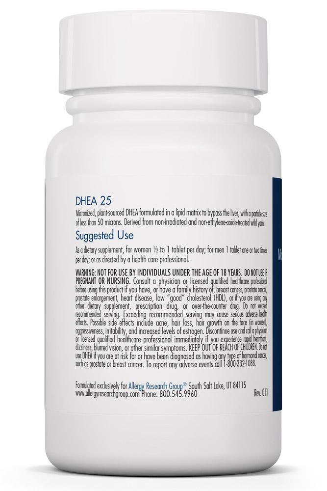 DHEA 25 mg Micronized Lipid Matrix 60 tablets Allergy Research Group - Premium  from Allergy Research Group - Just $29.99! Shop now at Nutrigeek