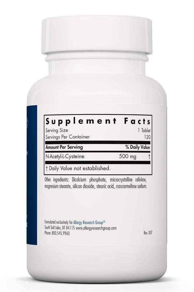 NAC N-Acetyl-L-Cysteine 500 mg 120 tabs Allergy Research Group - Premium  from Allergy Research Group - Just $40.99! Shop now at Nutrigeek