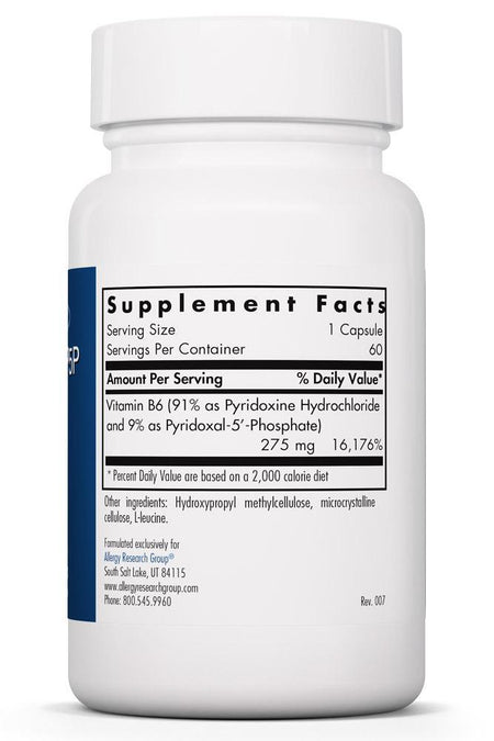 Pyridoxine P5P 60 Vegetable capsules Allergy Research Group - Premium  from Allergy Research Group - Just $24.99! Shop now at Nutrigeek