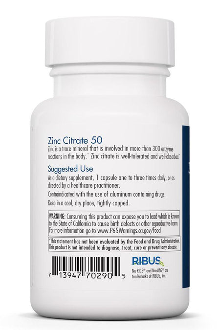 Zinc Citrate 50 Mg 60 Vegetarian Caps Allergy Research Group - Premium  from Allergy Research Group - Just $11.99! Shop now at Nutrigeek