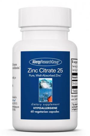 Zinc Citrate 25 Mg 60 Vegetarian Caps Allergy Research Group - Premium  from Allergy Research Group - Just $9.99! Shop now at Nutrigeek