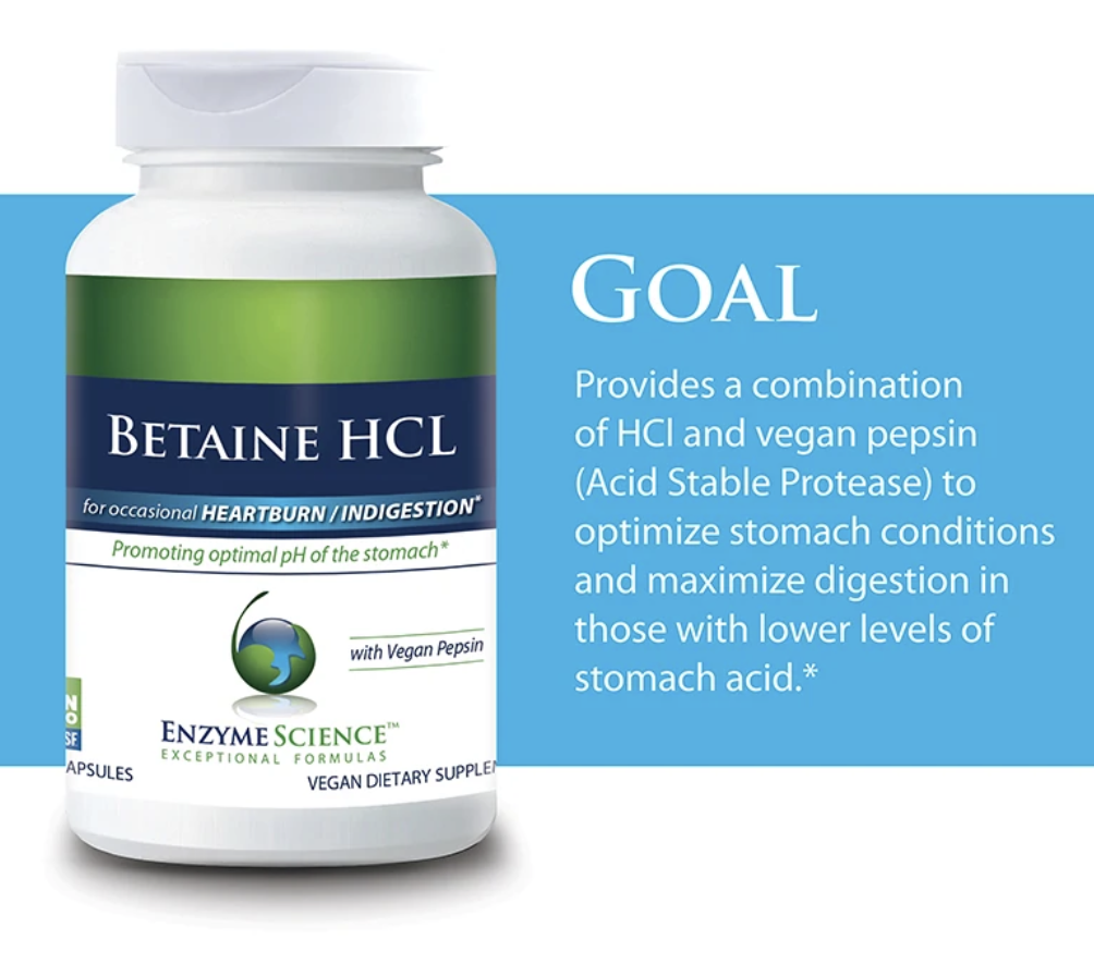 Betaine HCL 120 capsules Enzyme Science - Premium Vitamins & Supplements from Enzyme Science - Just $22.99! Shop now at Nutrigeek