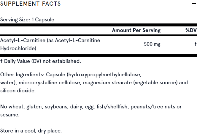 Acetyl L-Carnitine 500mg Jarrow Formulas - Premium Vitamins & Supplements from Jarrow Formulas - Just $26.99! Shop now at Nutrigeek