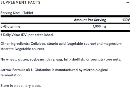L-Glutamine 1000mg 100 tablets Jarrow Formulas - Premium Vitamins & Supplements from Jarrow Formulas - Just $20.99! Shop now at Nutrigeek