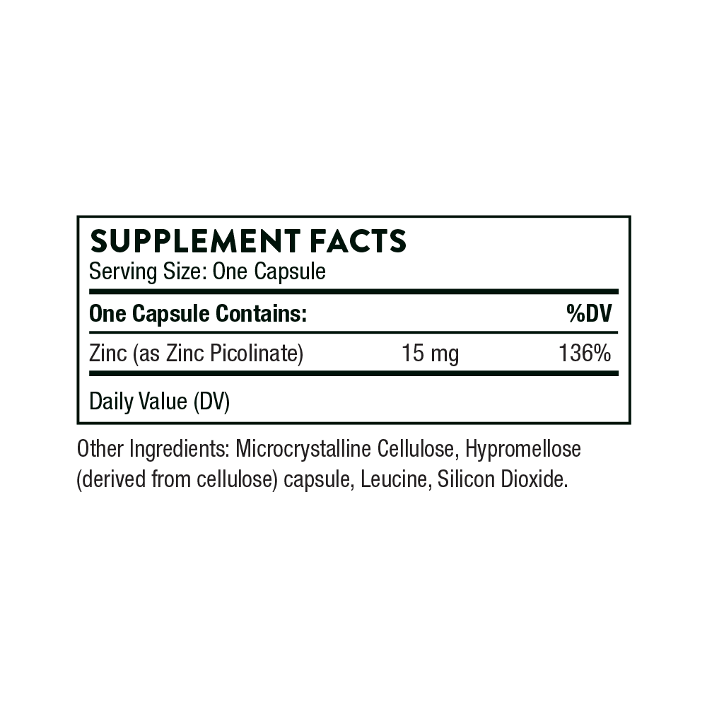 Zinc Picolinate 15mg 60 capsules Thorne - Premium Vitamins & Supplements from Thorne - Just $12.00! Shop now at Nutrigeek