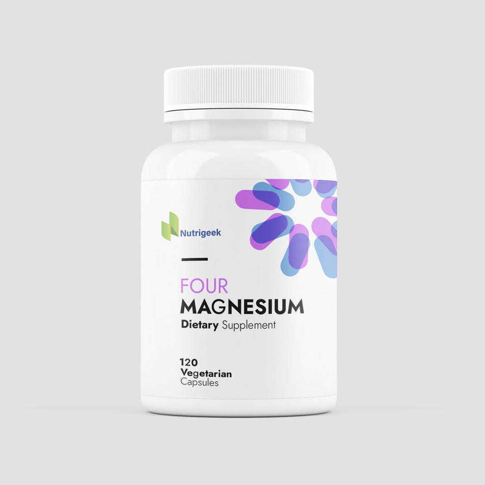 Four Magnesium 120 Vegcapsules Nutrigeek - Premium Vitamins & Supplements from Nutrigeek - Just $18! Shop now at Nutrigeek